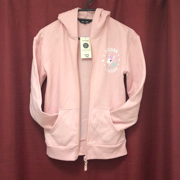 Pink ZipUp 🦄 Hoodie JrGirls Large 10/12 - Picture 6 of 7